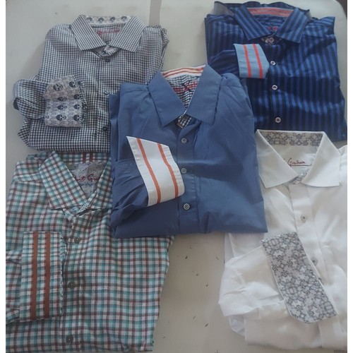 ROBERT GRAHAM Herren XL Langarmhemden Flip Cuff Stickerei 5 Stück