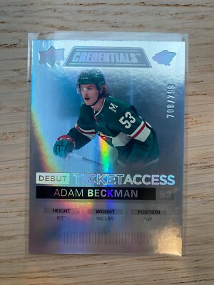Adam Beckman 2021-22 UD Credentials Debut Ticket Access 708/799 #117
