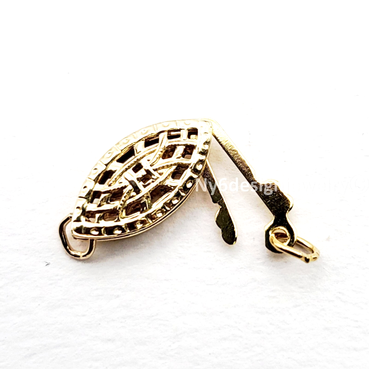 Genuine 14K Gold FIlled Filigree Necklace Clasp 14x6mm Fish Hook Clasp Box  Clasp - Main Image