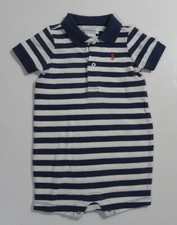 Polo Ralph Lauren Baby Boys Shortall One Piece Romper Blue Striped