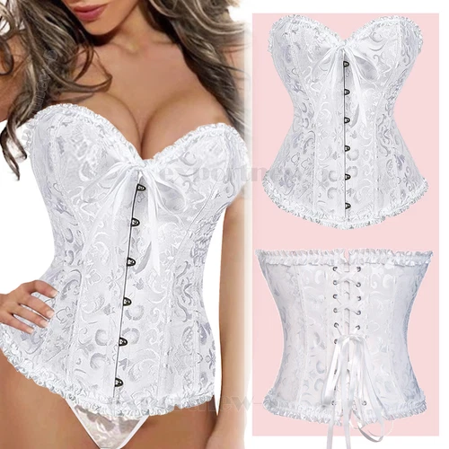 Bustier Corsé Top Mujeres Sobre Busto Con Cordones Cintura Deshuesada Entrenador Lencería Burlesca - Imagen 7 de 32