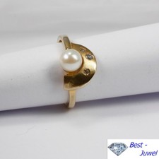 Ring mit 1 Akoya-Perle und Zirkonia in 333 Gold 8 Karat