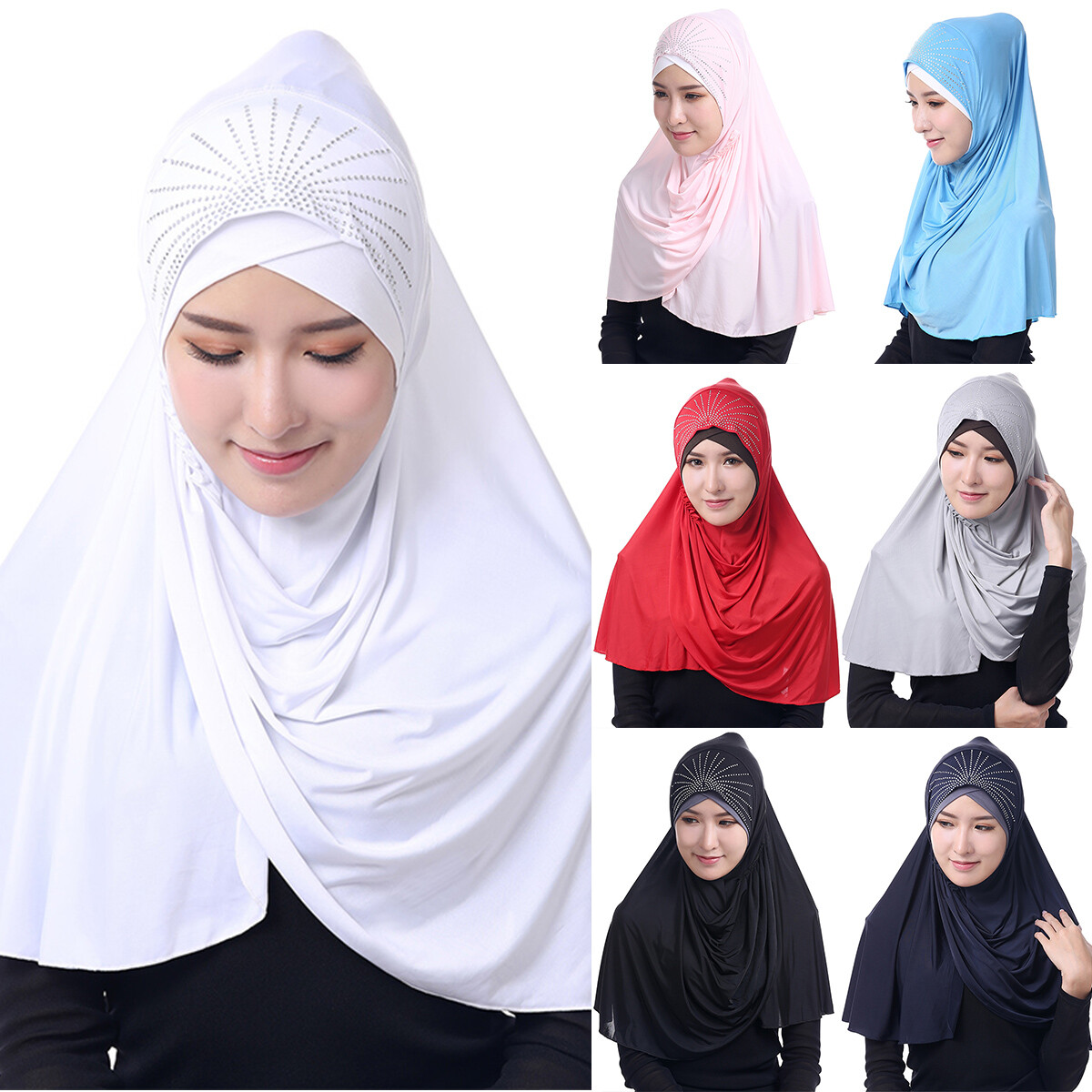 New Women's One Piece Khimar Amira Hijab Scarf Islamic Shawl Head Wrap