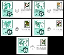 USA, SCOTT # 3193-3197, SET OF 5 ARTMASTER FDC COVERS FLOWERING TREES, YEAR 1998