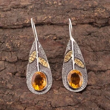 Citrine Gemstone 925 Sterling Silver Earring Handmade jewelry Earring Gift For