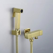 Brass Dual Handle Type Faucet Valve Brushed Gold Handheld Toilet Bidet Sprayer