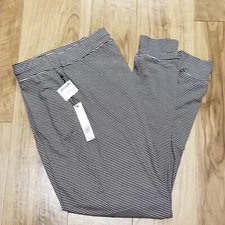 New Tahari Womens Pajama Bottoms Sleep Lounge Pants Size S Black Striped Joggers
