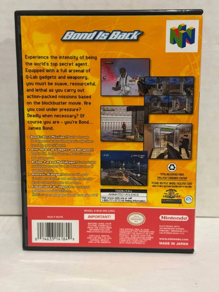 007 The World Is Not Enough Juego Nintendo 64, Manual y Estuche Foto 2 de 3