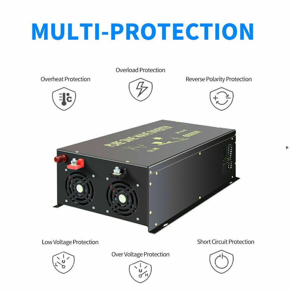 6000W Pure Sine Wave Inverter 24V to 120V MPPT Solar Charge Controller ...