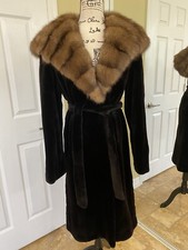 Sheared Dark Brown Mink & Sable Fur Coat Women