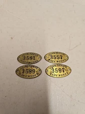 Antique John Deere Harvester Works Advertising Brass Tag Lot Of 4