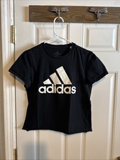 Adidas GO TO TEE Crop Top Shirt Women's Size Medium Black Short Sleeve Crew Neck