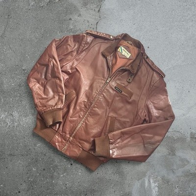 Europe Craft Vintage Members Only Brown Leather Jacket Size 42 Mens Large
