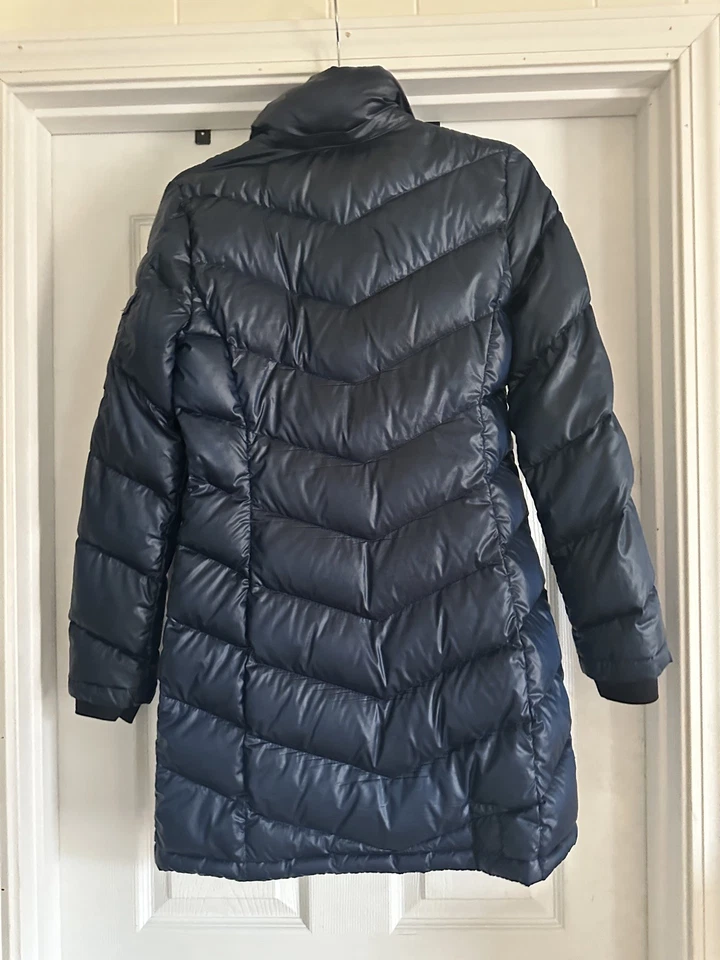 Abrigo Andrew Marc Puffer Mujer XS Azul Marino 650 Plumón Relleno Chaqueta Embalable Foto 2 de 4