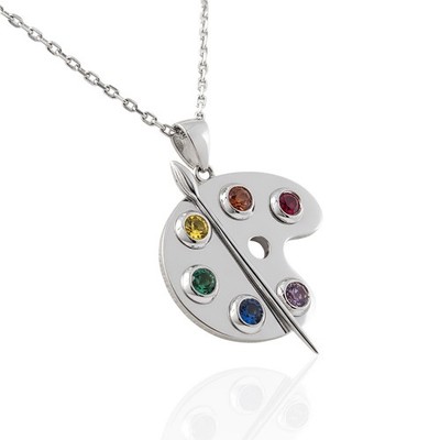 Silver Artist Palette Necklace   Hallmarked Sterling Silver Artist Gift Pendant