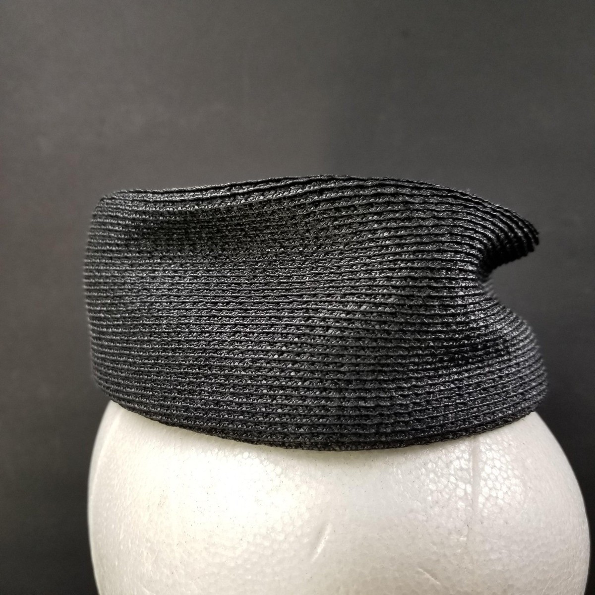 Vintage Black Woven Straw Pillbox Hat‎ with Interior Hair Combs Retro Formal Vintage Black Woven Straw Pillbox Hat with Interior Hair  main image 3