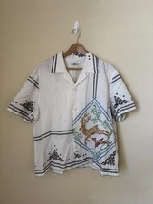 Bode Buck And Hound Button Up Shirt Embroidered White XL XXL