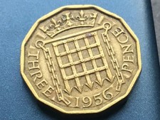 1956 Elizabeth II British Threepenny  3d
