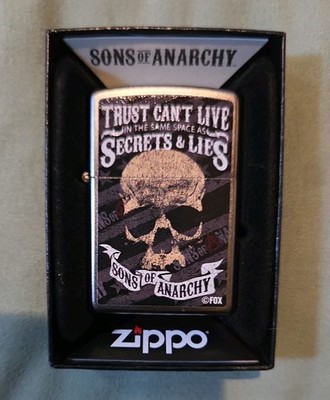 2016 Sons Of Anarchy Chrome Zippo Lighter NEW Never Struck Trust Can't Live 