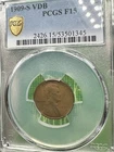 1909-S VDB Lincoln Cent PCGS F15