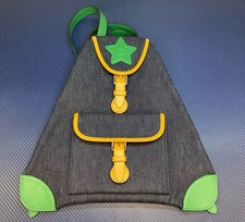 Gucci-705169 navy green dark yellow denim leather backpack