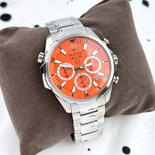Bulova Marine Star Orange Dial Chronograph Quartz Stainless Men's Watch 96B395