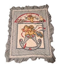 Vintage Daisy Kingdom Teddy Bear Rocking Horse Crib Comforter