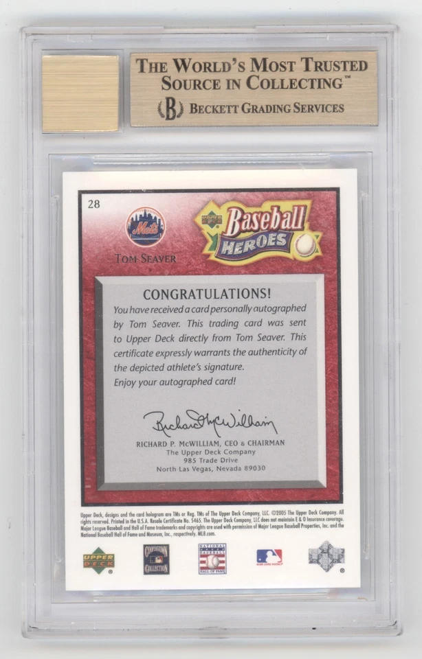 Tom Seaver 2005 Upper Deck Baseball Heroes Signature Auto /49 BGS 9.5/9 Q1887 - Image 2 of 2