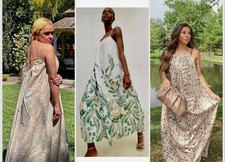 H&M HM Sleeveless Strap Dress Lyocell Blend / Linen Blend / 100% Cotton Floral