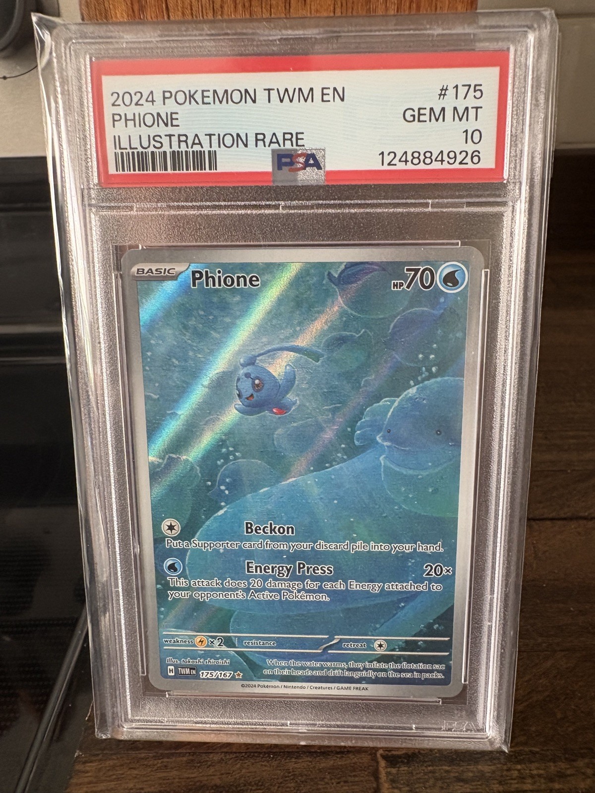 2024 Pokémon PSA 10 Twilight Masquerade Phione Illustration Rare 175/167 Card