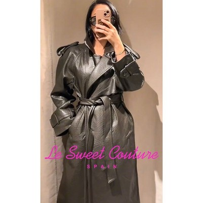 ZARA WOMAN NWT FW25 FAUX LEATHER COAT TRENCH KHAKI 1255/865/505