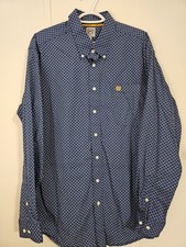 Cinch Mens Shirt Western Cowboy Large Blue Gold Geometric Pattern Long Sleeve