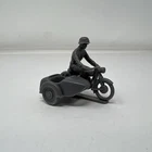 1960s Vintage Marx Battleground German Motorcycle & Sidecar Gray Plastic