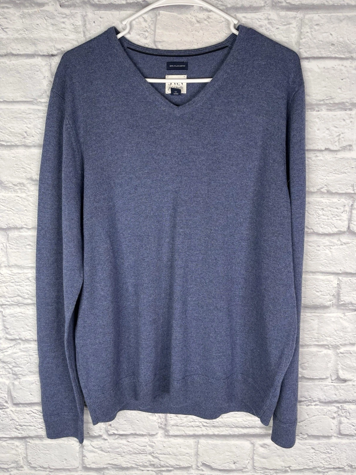 JWNordstrom Men's' Blue Italian Merino Wool V-Neck Sweater Large