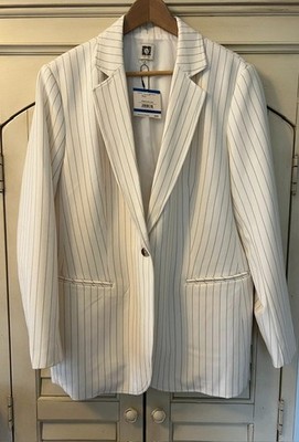 Anne Klein Vanilla Ice Latte Pinstripe Blazer Jacket Retails $139 - Size XL