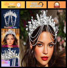 Elegant Pearl Rhinestone Wedding Tiara Crown - Bridal Prom Hair Accessories