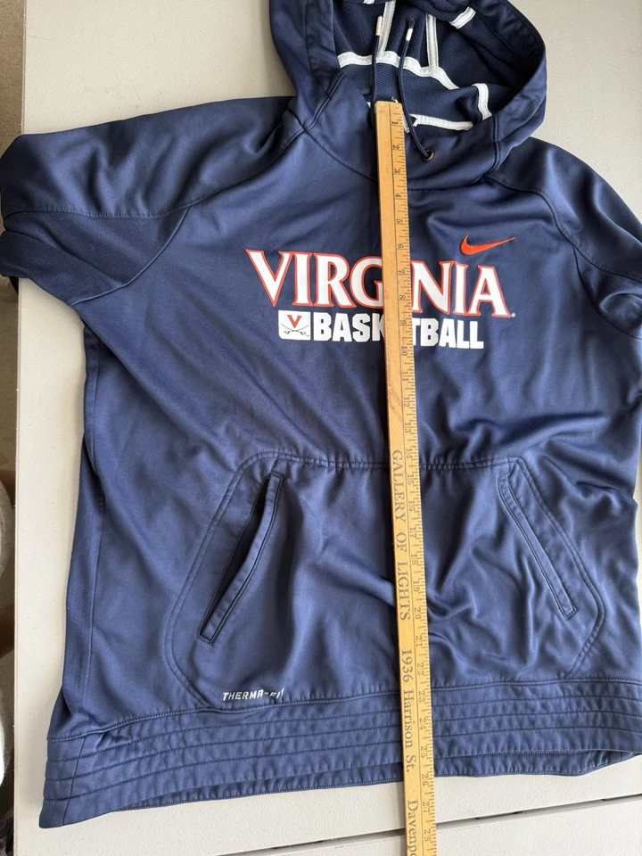 Nike Virginia Basketball Hoodie Size L Blue Long Sleeve Pullover Therma Fit - Image 2 of 4