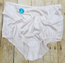 NWT Vanity Fair 100% Nylon hi-waist granny panties shimmery w/ lace  Plus 10/3XL