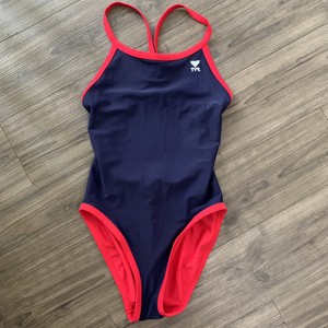bright red one piece swimsuit
