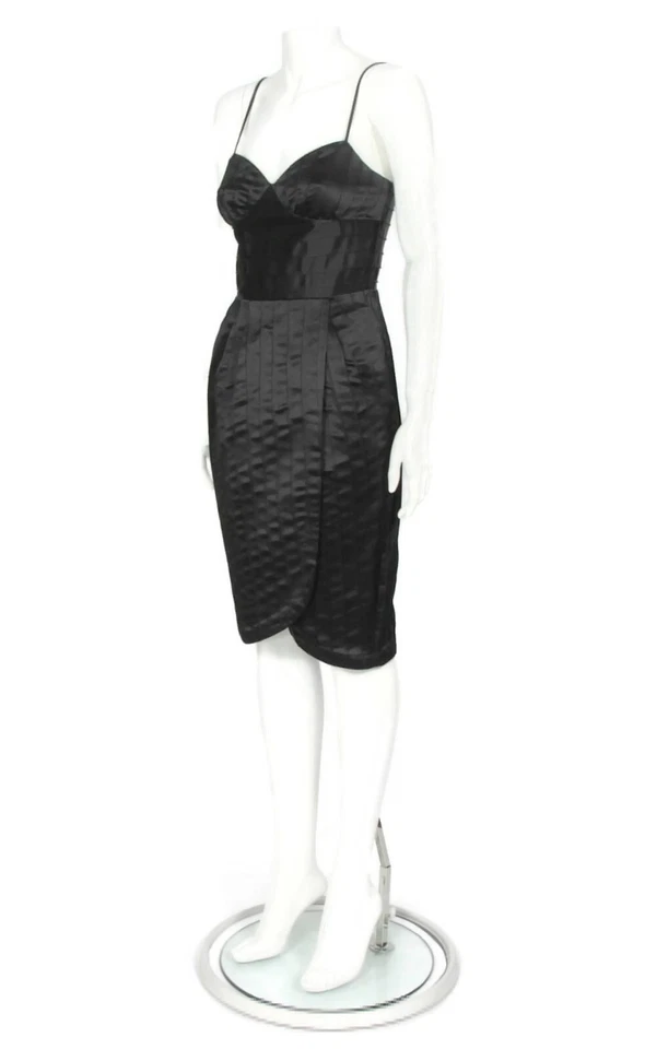 Vestido de cóctel ceñido al cuerpo corsé pintucado negro Betsey Johnson de colección Y2K talla 4/773 Foto 3 de 4