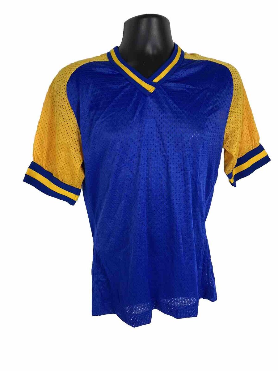 Vintage Medium T-shirt Mesh Jersey Blue Gold NWOT 70s North Vintage Medium T-shirt Mesh Jersey Blue Gold NWOT 70s North