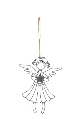 Engel Deko-Figur aus Draht zum Hängen 18,5 cm schwarz Weihnachten