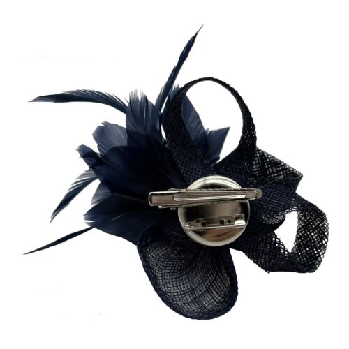 Small Feather Flower Hair Fascinator Clip Pin Party Wedding Royal Ascot Prom - Picture 2 of 13