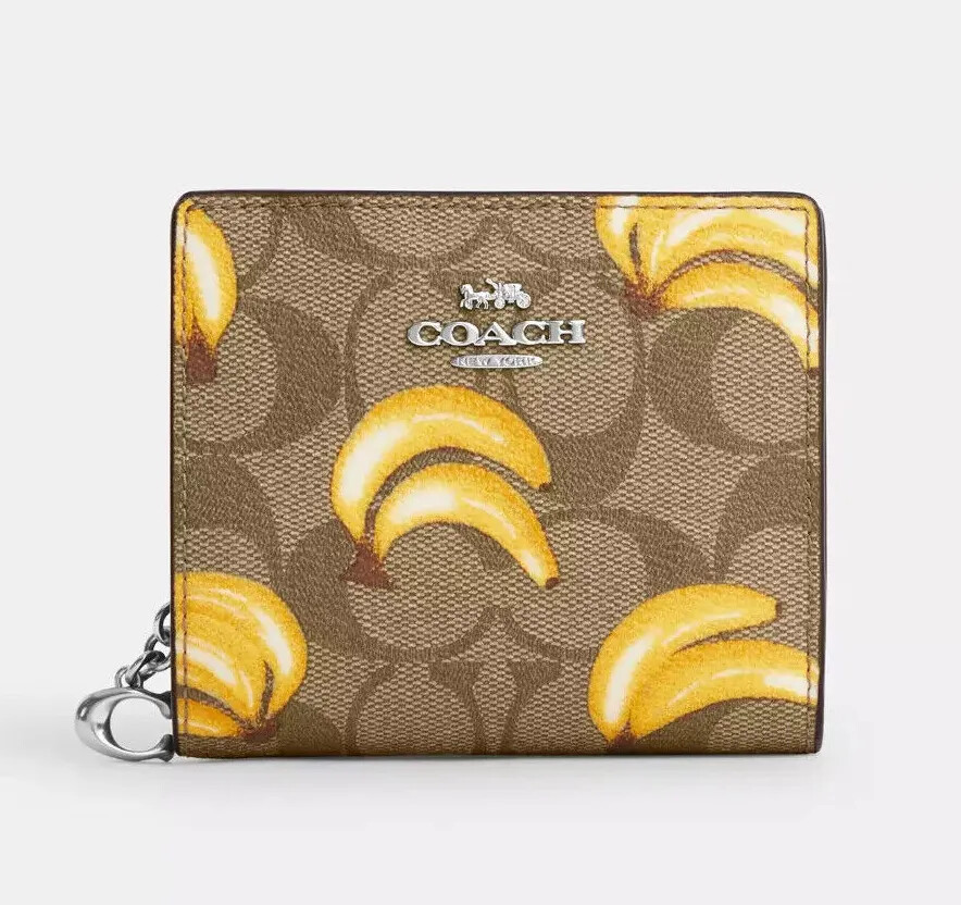 NWT Coach Snap Wallet In Signature Canvas With Cherry