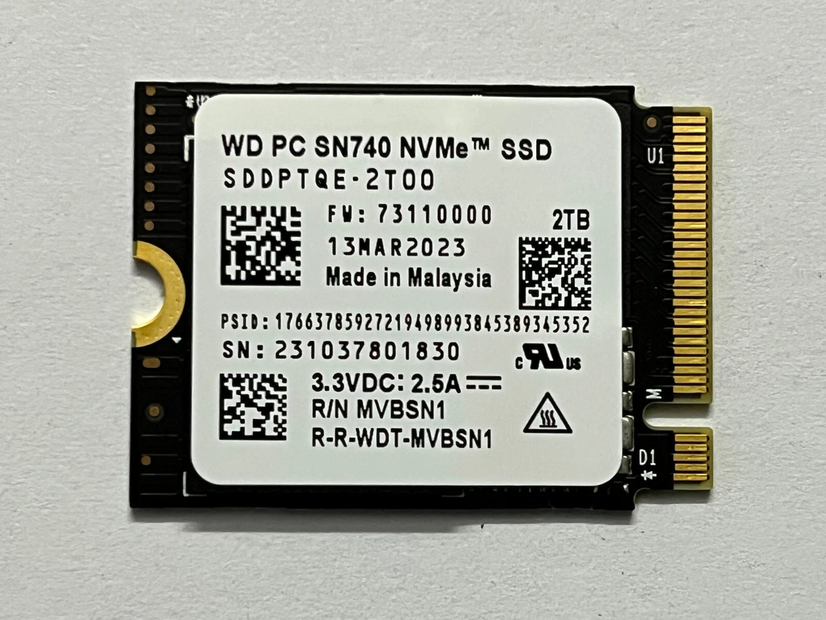 WD PC SN740 2TB M.2 2230 SSD NVMe PCIe4.0x4 For Steam Deck ASUS ROG Ally Laptop