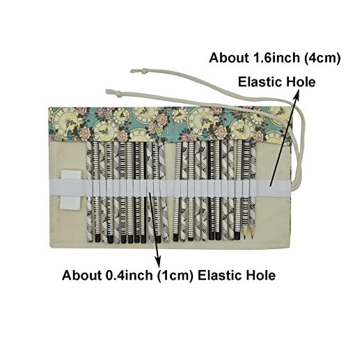 Canvas Colored Pencil Roll Wrap 24/48/72 Slots Coloring 48 Slots Clock Flower - Picture 3 of 6