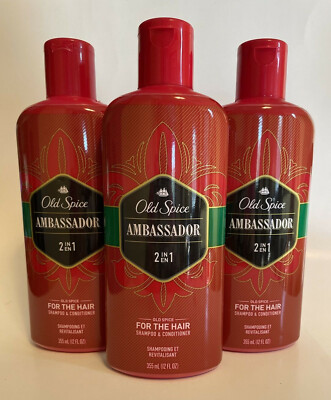 3 Old Spice Ambassador 2 in 1 Shampoo & Conditioner 12 oz. each