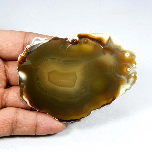 Brown Slice Agate Druzy Cabochon Loose Geode Natural Gemstone 217 Cts SD-468 - Picture 2 of 7