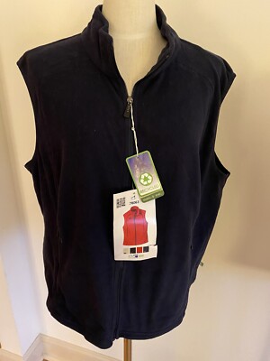 NWT North End Eco Womens Plus 3XL Navy Fleece Vest Full Zip Pocket Soft Light