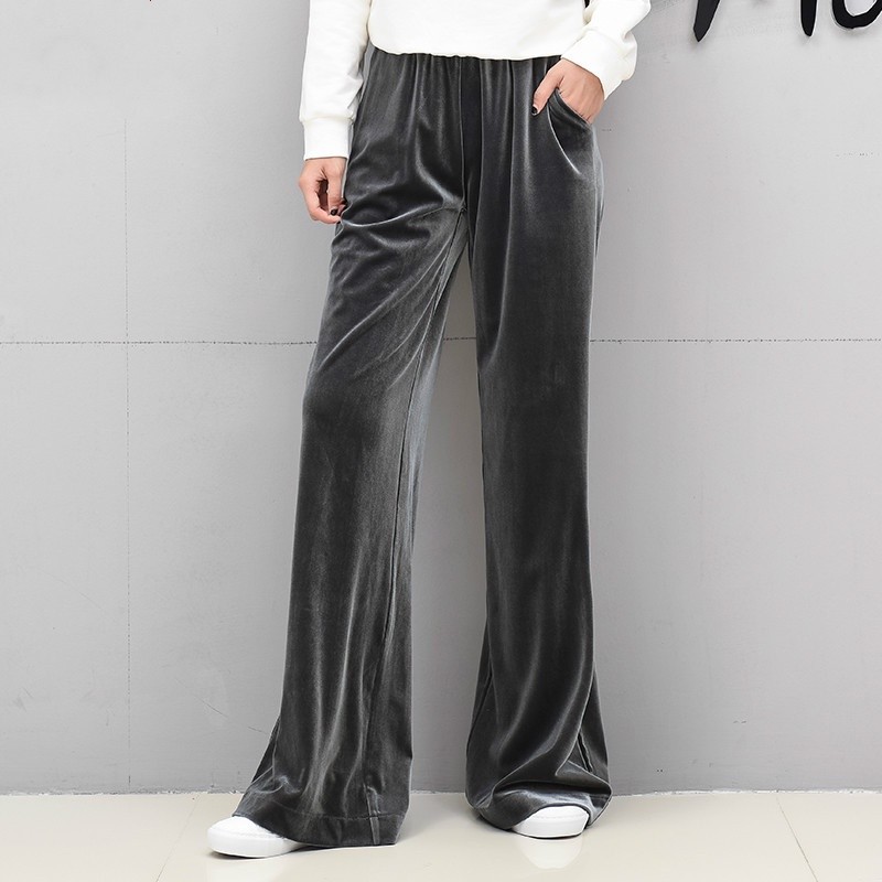 Women's Velvet Pants Loose High Waist Wide Leg Casual Long